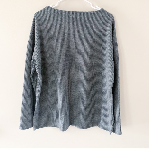 Splendid waffle knit thermal long sleeve shirt gray size large - Picture 2 of 8